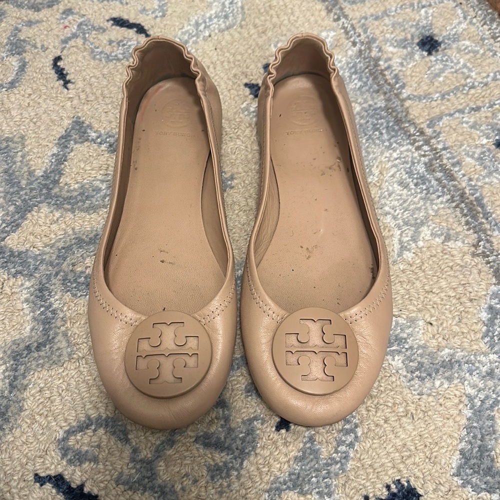 DISCONTINUED Tory Burch MINNIE TRAVEL BALLET in Nude Pink Size US 8.5